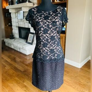 Joseph Ribkoff Black Lace Sequin Dress‎
